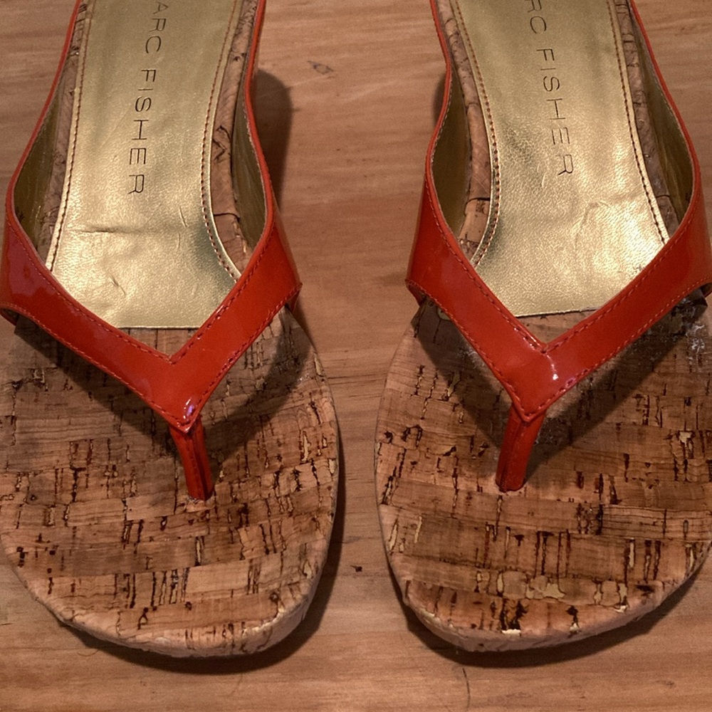 Marc Fisher Orange Sandals Slip-On Thong Style
